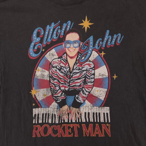 Elton John Band Crew Neck Graphic Short Sleeve T Shirt Mens Size Medium M Black - Picture 4 of 9